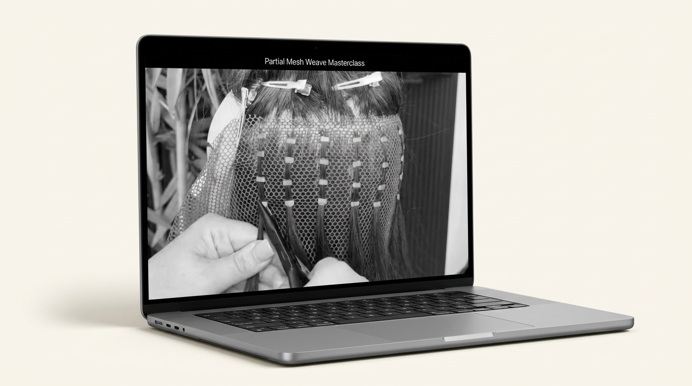 Partial Mesh Weave Masterclass shown on a laptop